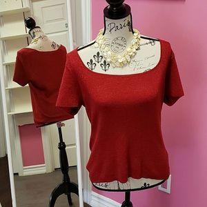 Sasoon ❤🖤 Red Sparkly Red Blouse Top